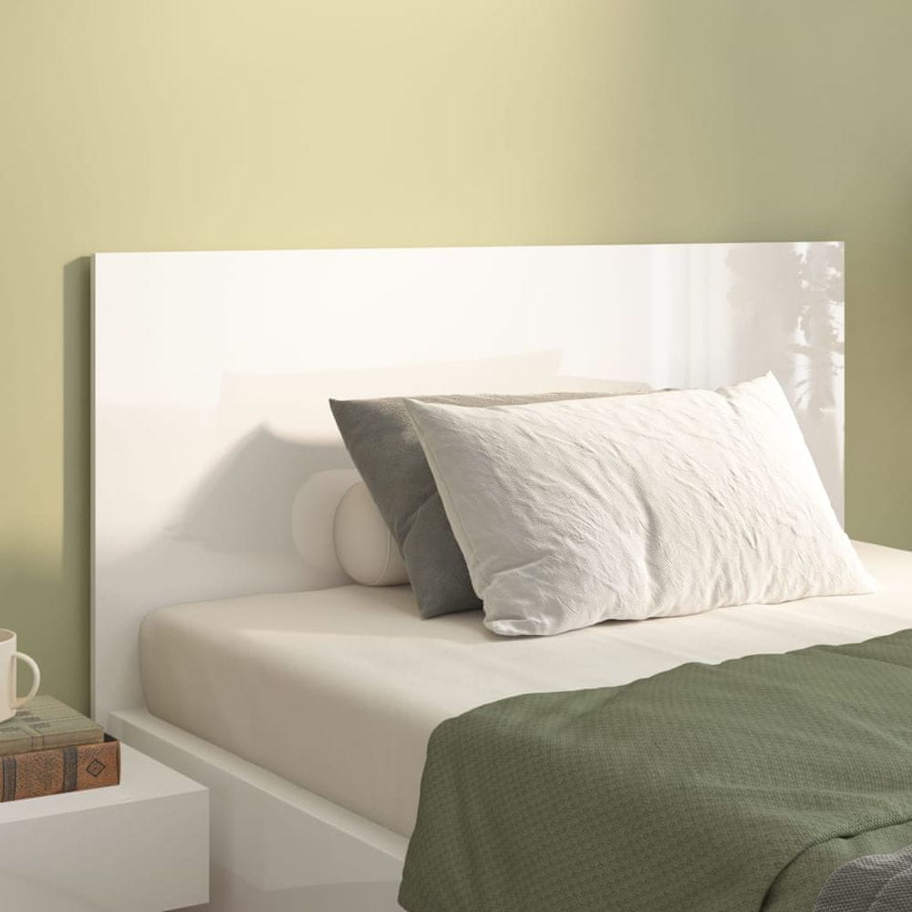 Vidaxl Čelo postele, lesklá biela, 120x1,5x80 cm